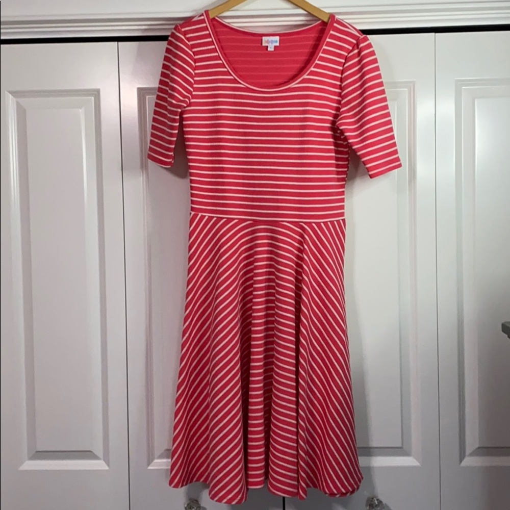Coral Striped Dress